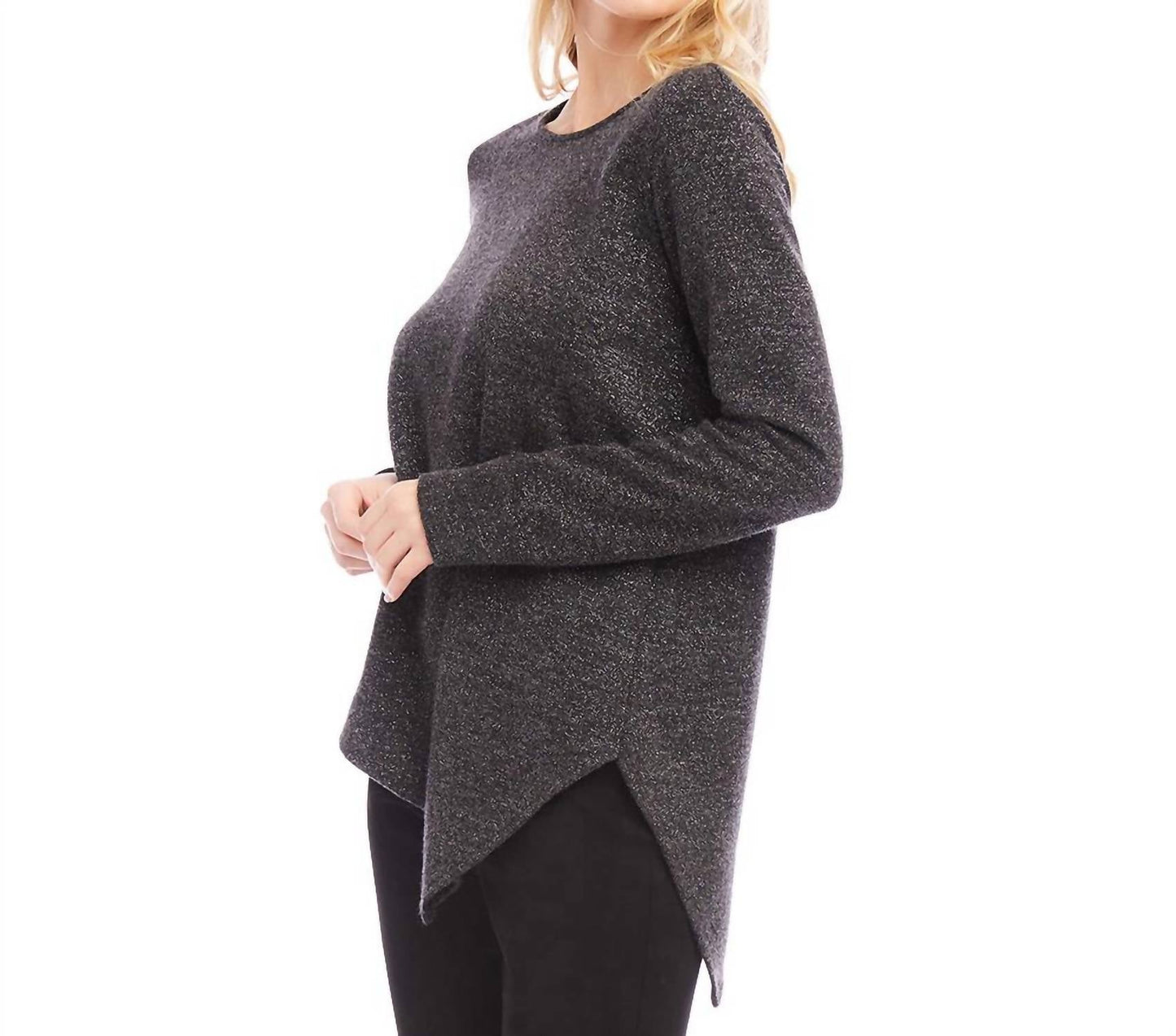 Karen Kane - Long Sleeve Metallic Asymmetric Top