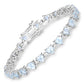 7.71 Carat Genuine Aquamarine and White Diamond .925 Sterling Silver Bracelet