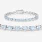 7.71 Carat Genuine Aquamarine and White Diamond .925 Sterling Silver Bracelet