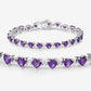 10.01 Carat Genuine Amethyst and White Diamond .925 Sterling Silver Bracelet