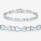 11.10 Carat Genuine Blue Topaz and White Diamond .925 Sterling Silver Bracelet