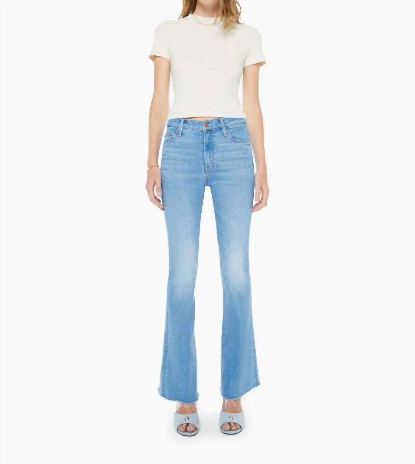 Mother - Weekender Mid Rise Flare Frayed Hem Jeans
