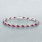 7.78 Carat Genuine Ruby and White Diamond 10K White Gold Bracelet