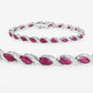 7.78 Carat Genuine Ruby and White Diamond 10K White Gold Bracelet