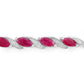7.78 Carat Genuine Ruby and White Diamond 10K White Gold Bracelet