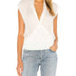 Theory - Draped Combo V Neck Silk Sleeveless Blouse