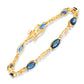 5.58 Carat Genuine Blue Sapphire and White Diamond 14K Yellow Gold Bracelet