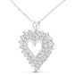 925 Sterling Silver 4.0 Cttw Diamond Two Row Open Heart 18" Pendant Necklace (I-J Color, I2-I3 Clarity)