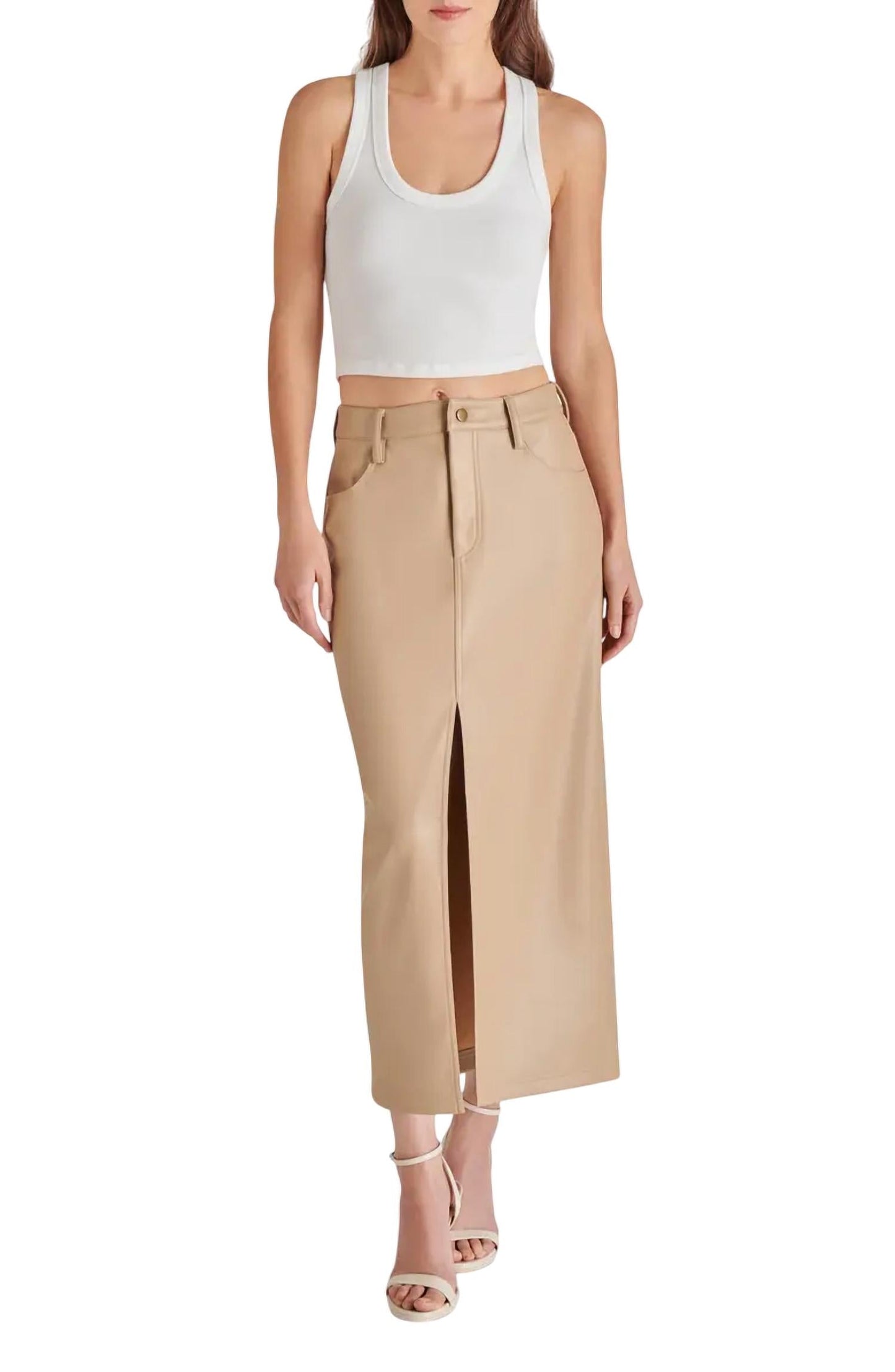 Steve Madden - AVANI FAUX LEATHER MIDI SKIRT