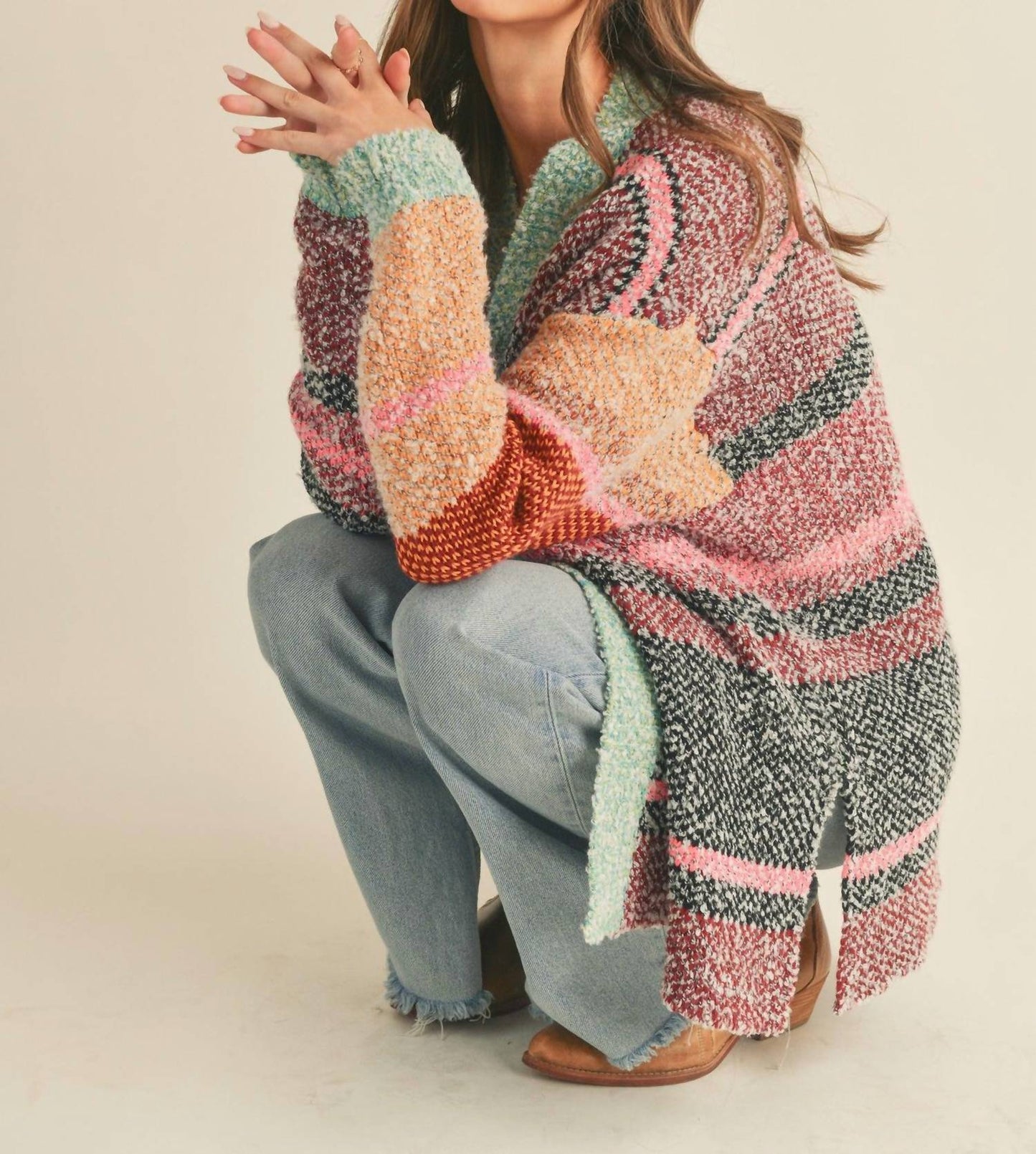 &Merci - Oversized Color Block Cardigan