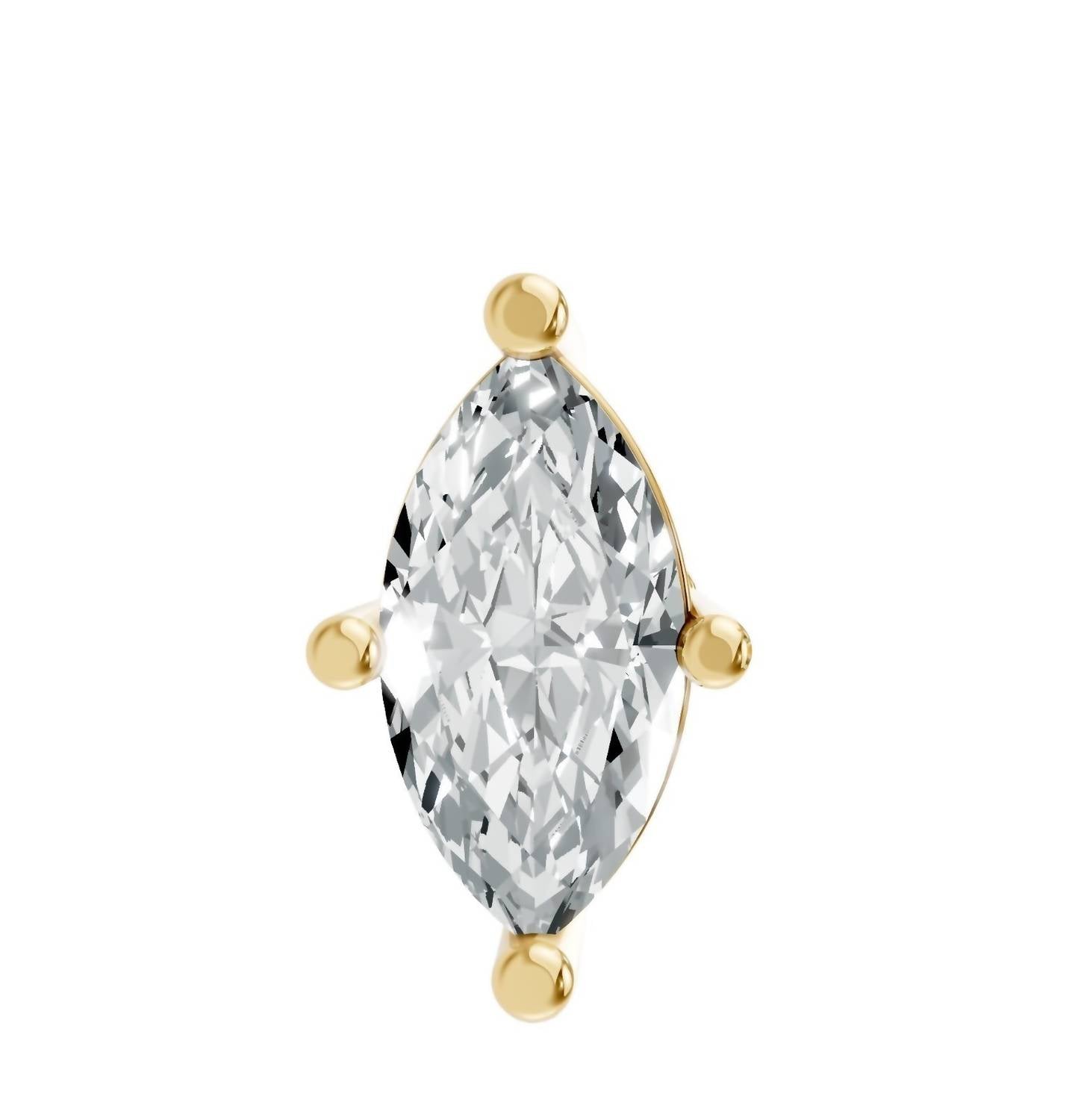 Aamiaa - Women's Marquise Shape 4 Prong Push Back Studs