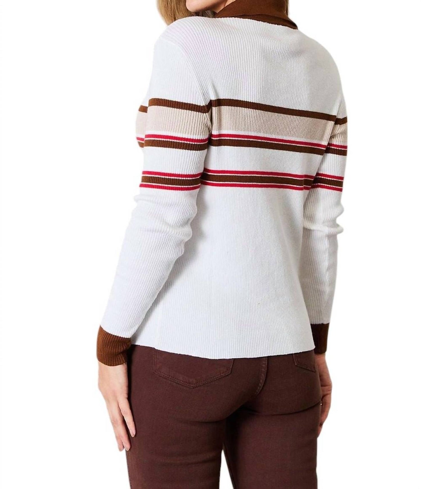 Basic Bae - Sophisticated Striped Rib-knit Blouse