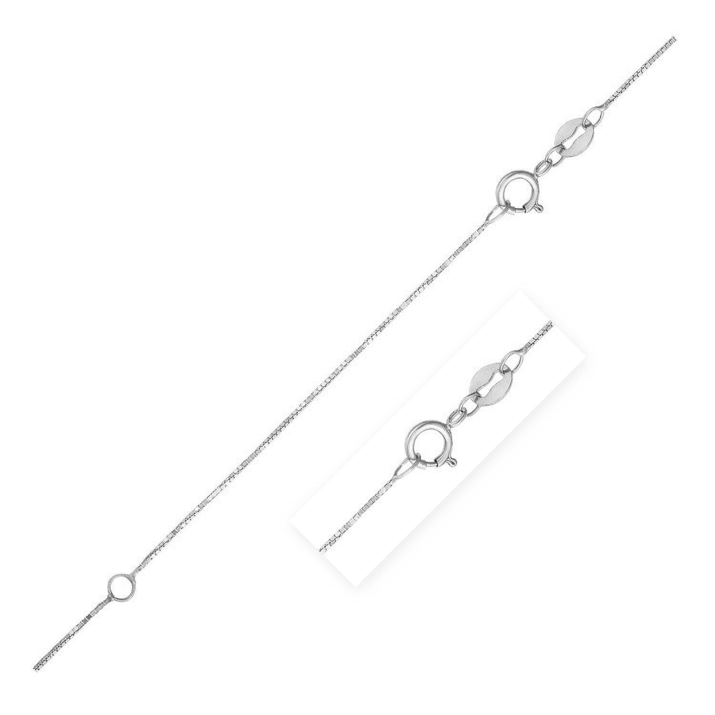 14k व्हाइट गोल्ड में डबल एक्सटेंडेबल बॉक्स चेन (0.6mm)