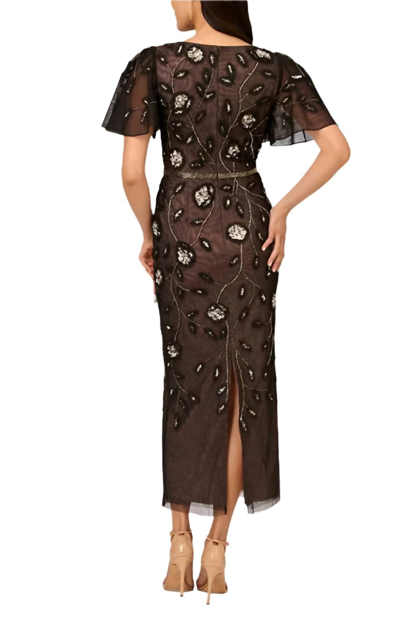 Adrianna Papell - Beaded Knit Mesh Sequin Dress