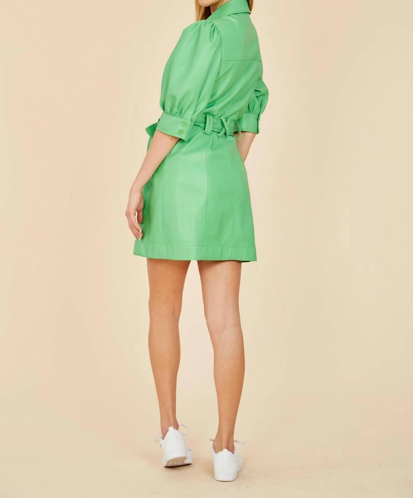 Dolce Cabo - FAUX LEATHER BELTED DRESS