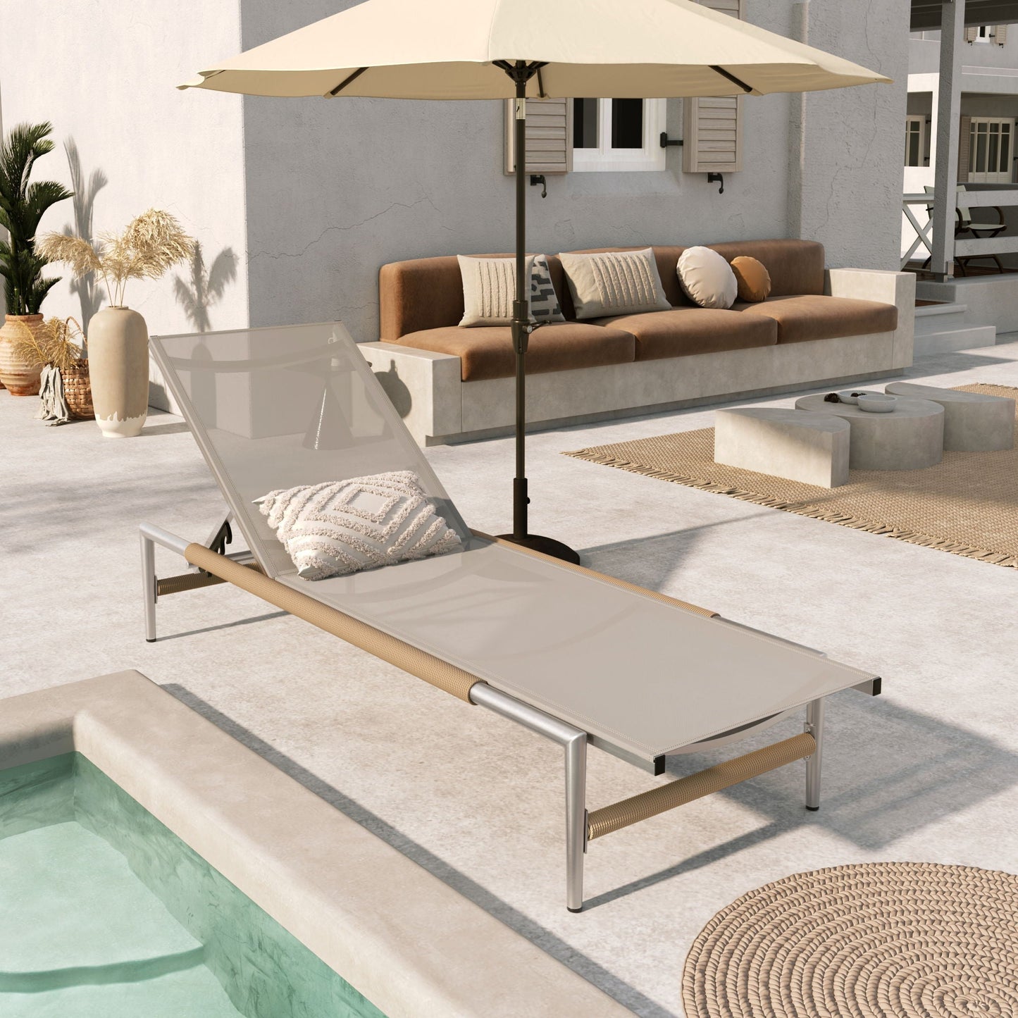 Hargrove Outdoor Aluminum Chaise Lounge with Mesh Seat