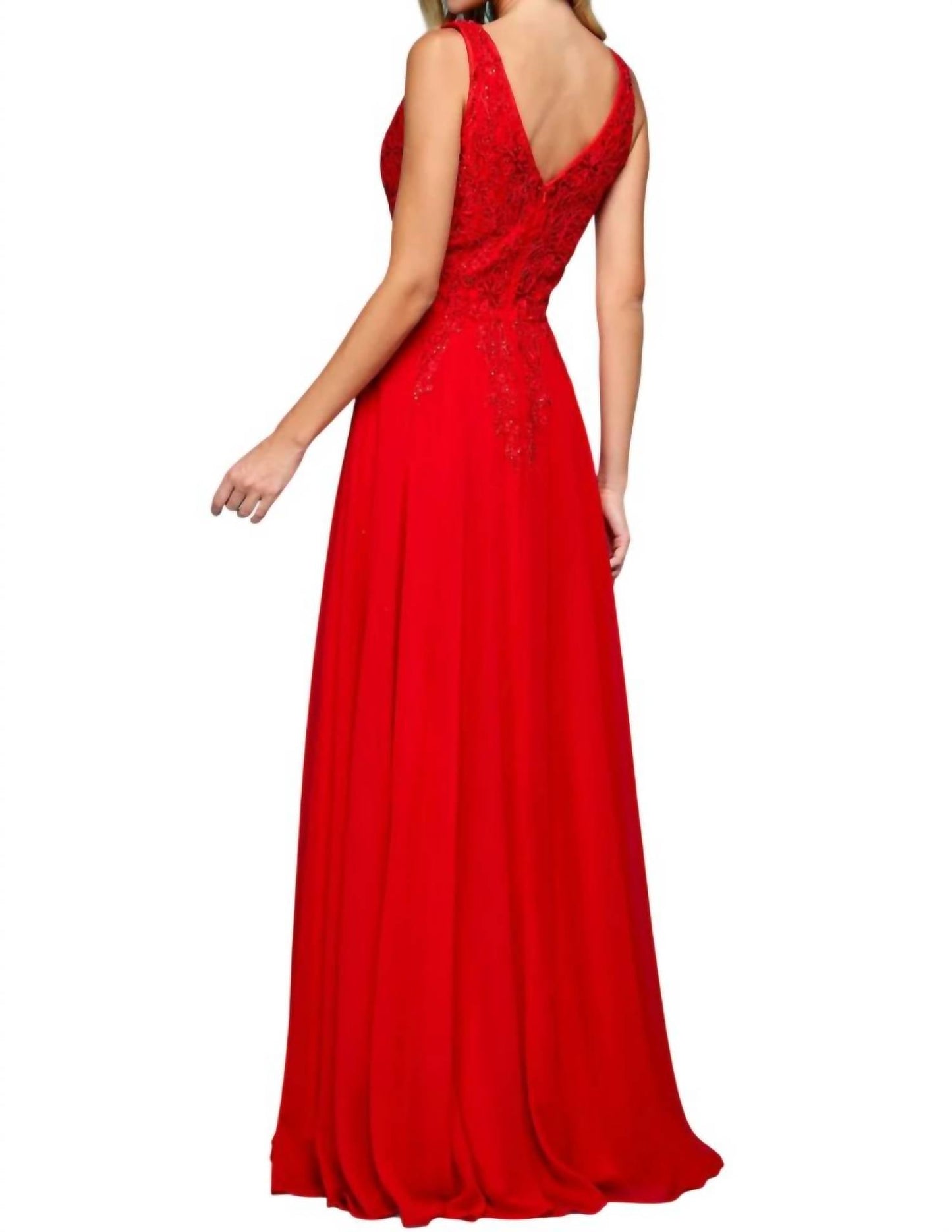 Adora - A Line Long Formal Slit Dress
