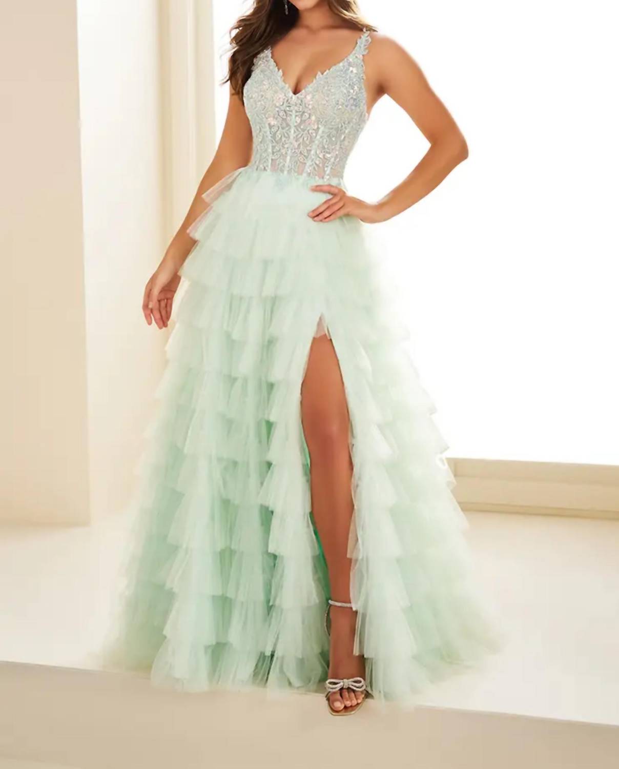 Ellie Wilde - Tulle Lace Applique Corset Dress