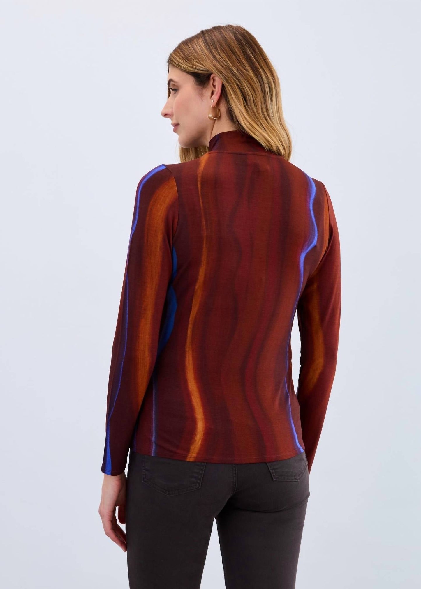 Fdj - Long Sleeve Printed Mock Neck Top