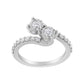 10K White Gold Two-Stone Miracle-Set Diamond Bypass Ring (1 Cttw, H-I Color, I1-I2 Clarity) - Size 6