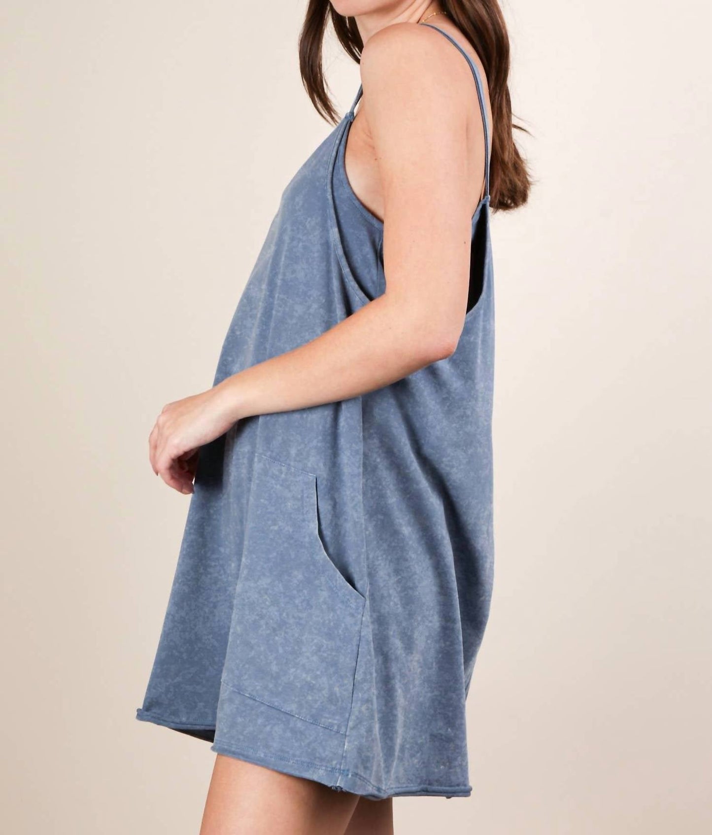 Very J - Mineral Washed Knit Mini Dress with Shorts Inside