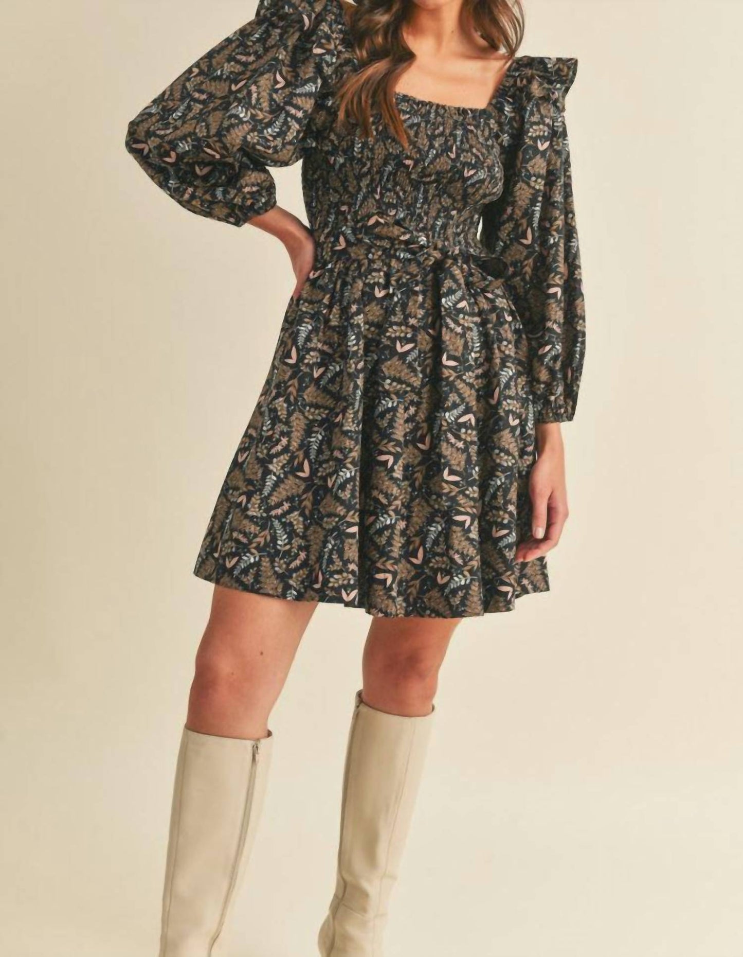 &Merci - Square Neck Ruffle Dress