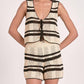 Elan - Tie Front Striped Crochet Tank