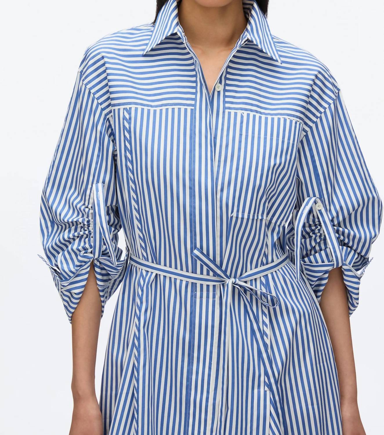 3.1 Phillip Lim - Striped Chiffon Cascade Shirt Dress