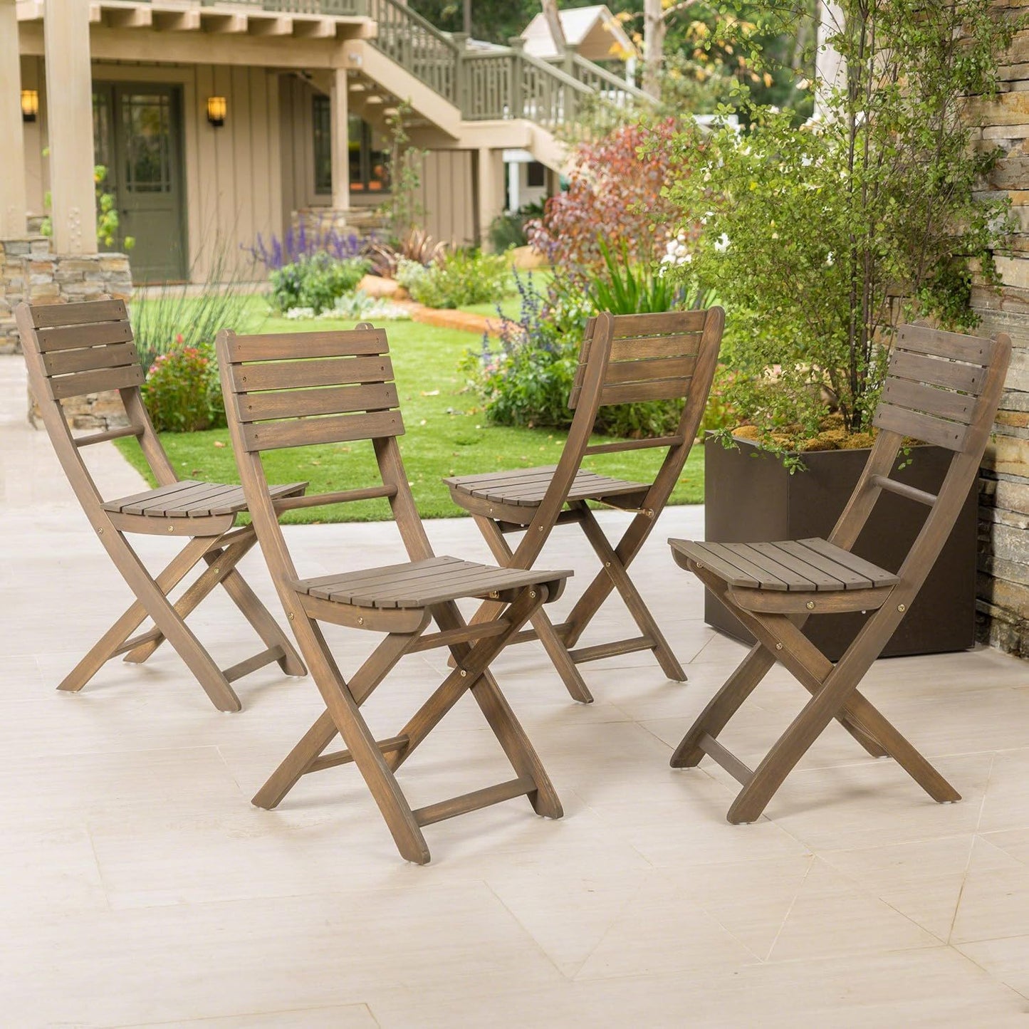 Positano 4 Piece Foldable Chair Set - Gray
