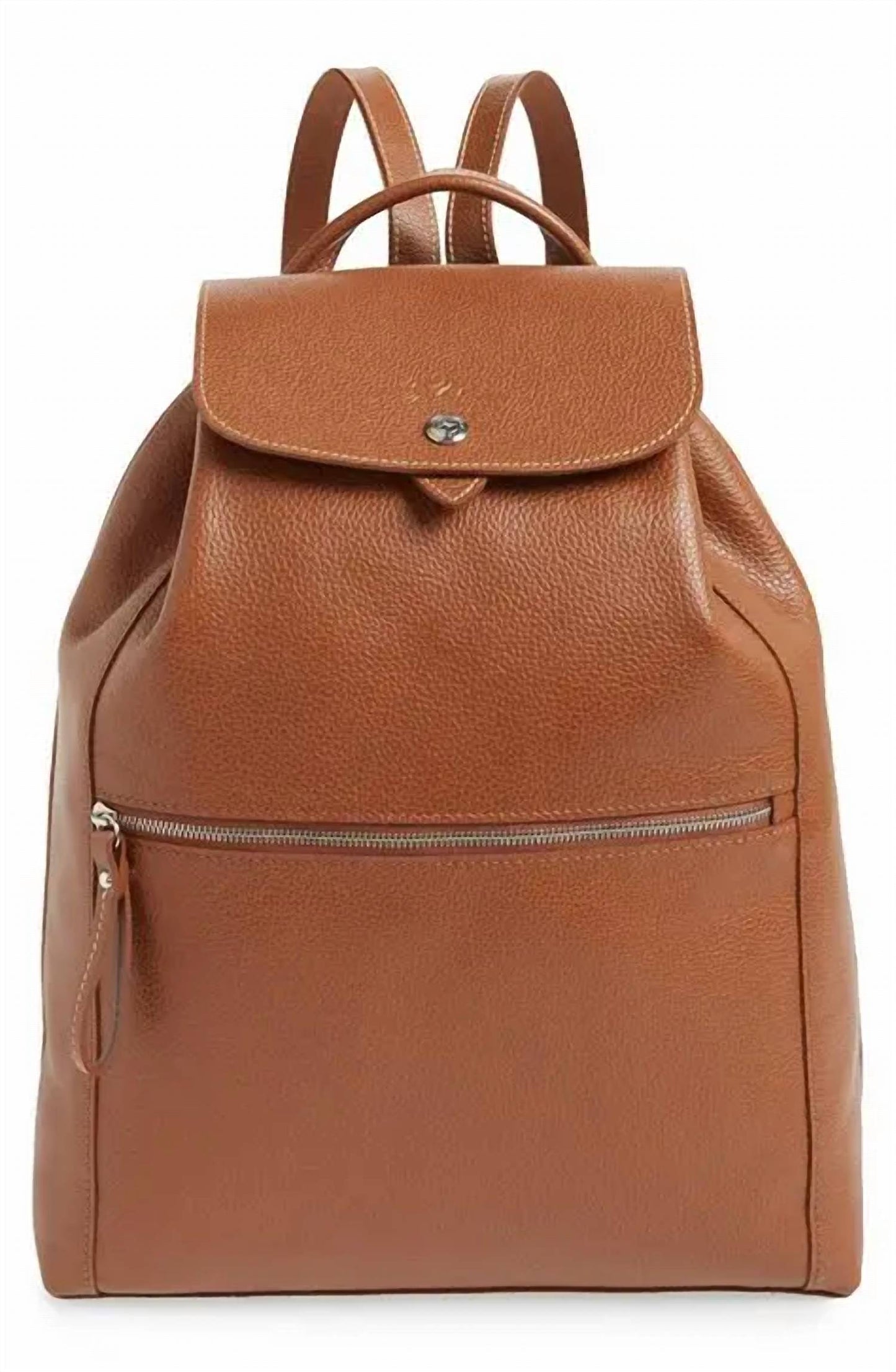 Longchamp - Leather Backpack With Zipper Pocket
