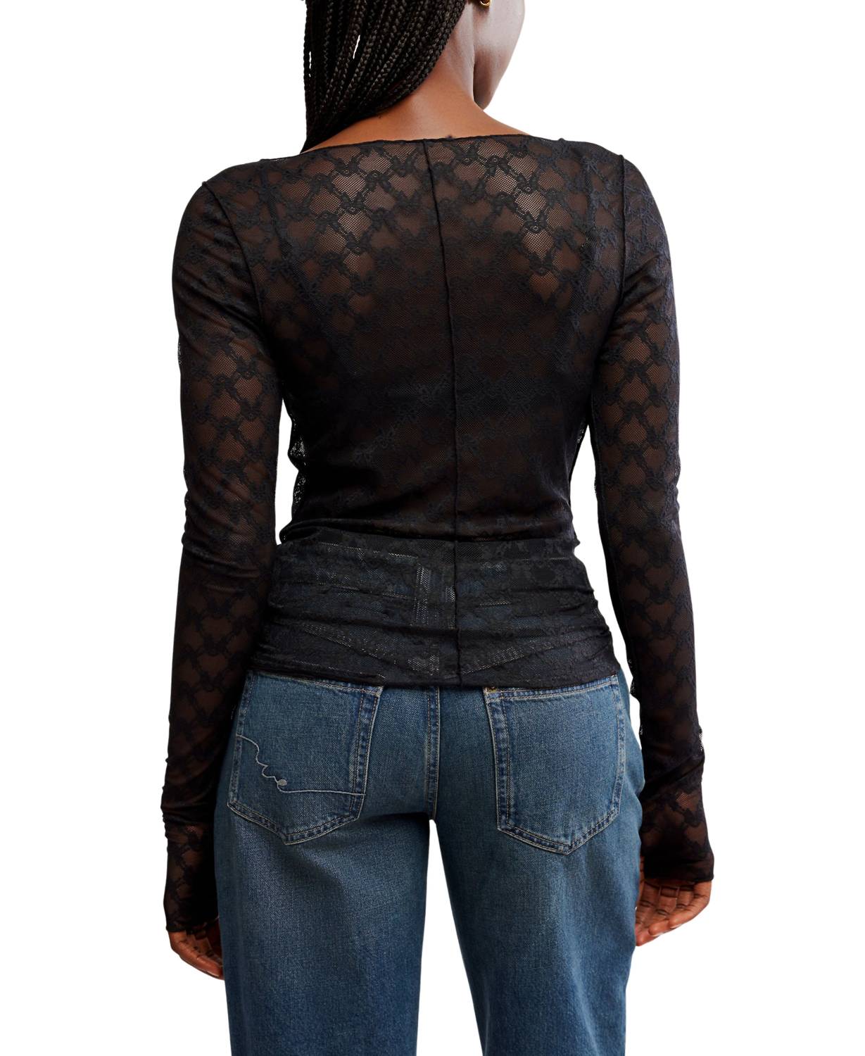 Free People - From Me To You Bow Pattern Lace Top
