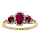 1.04ct Ruby Diamond 3 Stone Ring 14KT Yellow Gold