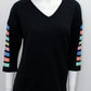 Angel - 3/4 Sleeve Stripe V Neck Top