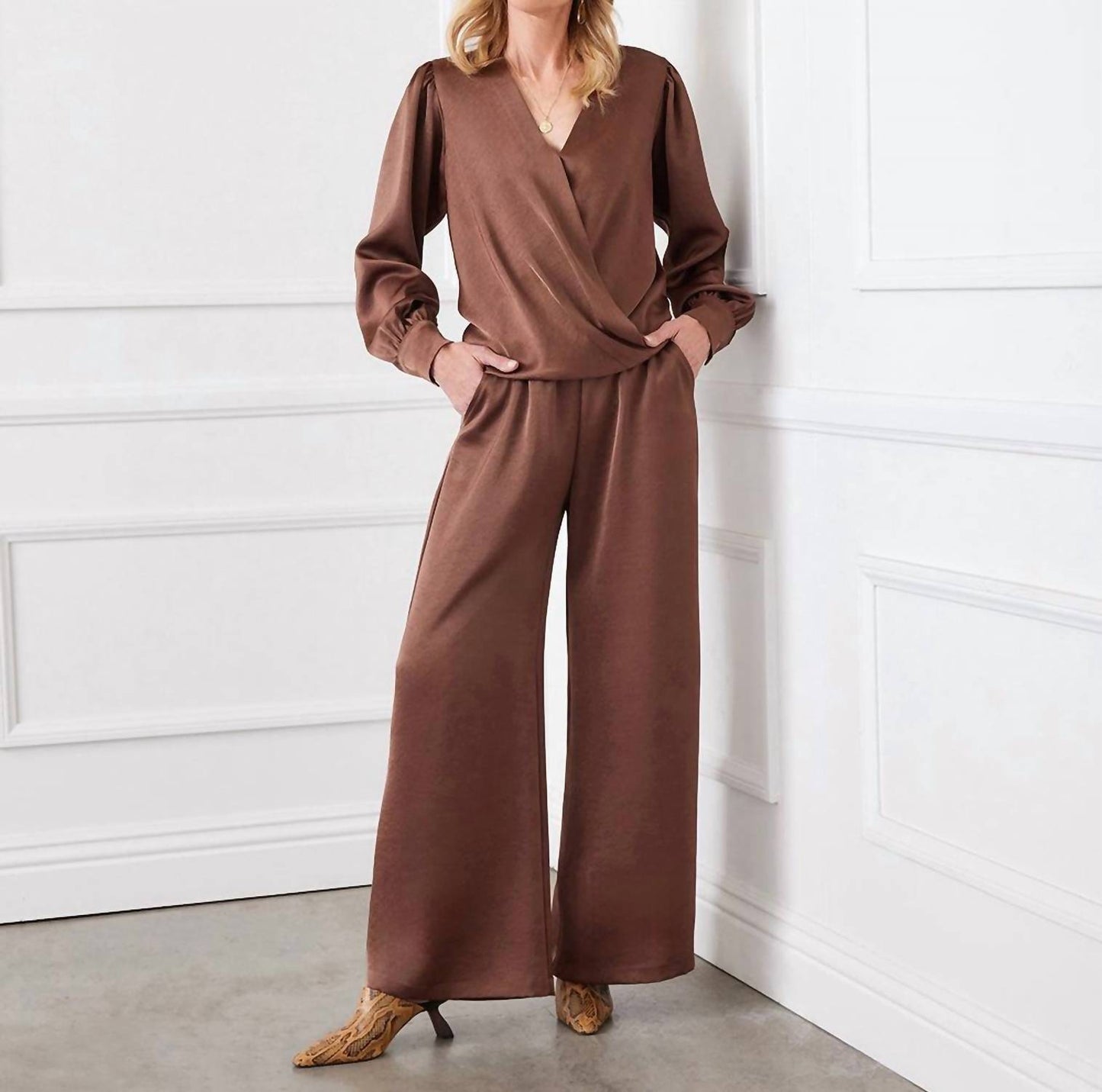 Karen Kane - Wide Leg Satin Pants