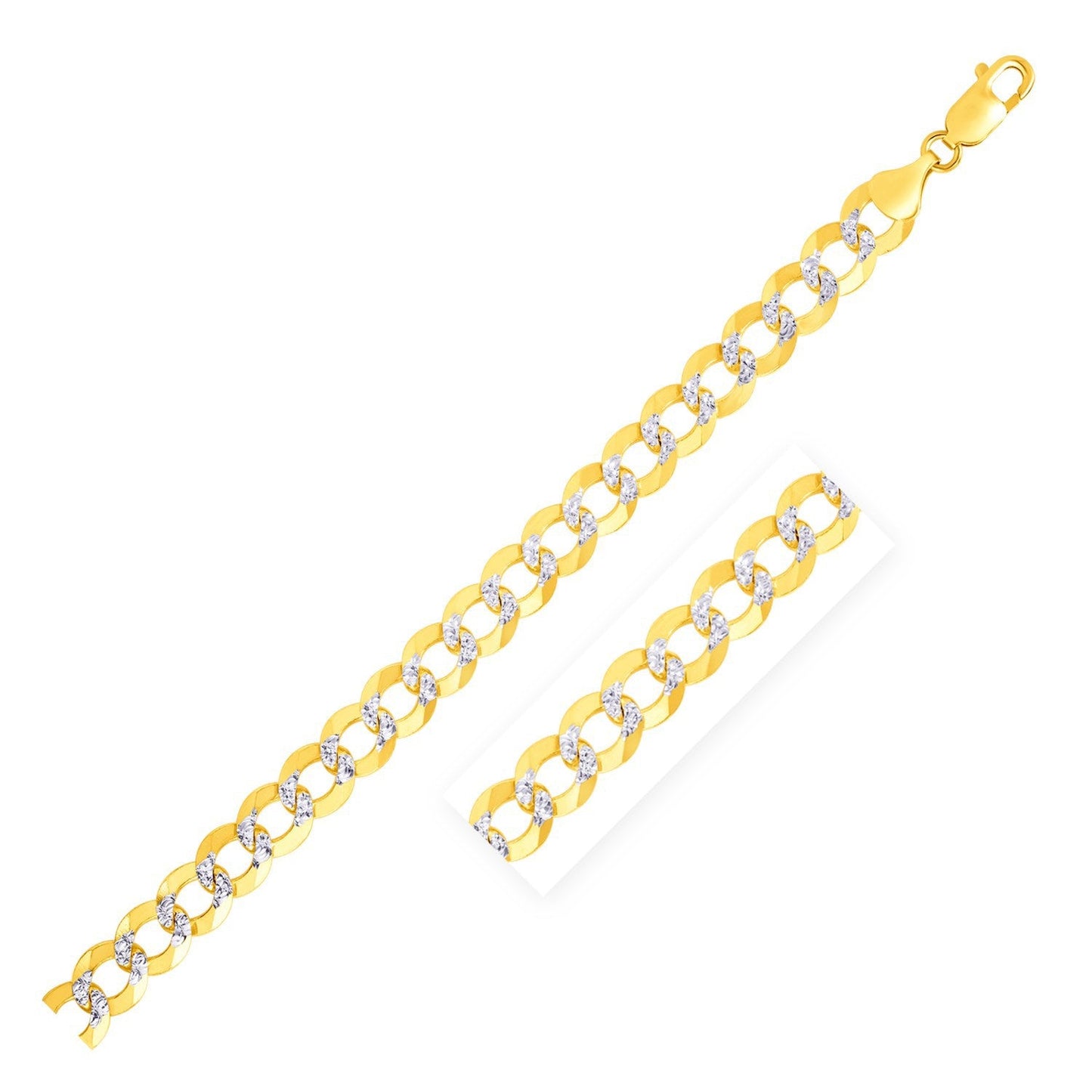 7.0 मिमी 14k टू टोन गोल्ड पावे कर्ब चेन