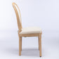 French Style Solid Wood Frame Linen Back Dining Chair Set of 2