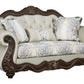 Pierce Loveseat With 3 Pillows - Beige / Cherry