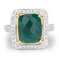 5.18 Carat Dyed Emerald and White Topaz .925 Sterling Silver Ring
