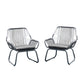 Set of 2 Woven Rattan Outdoor Club Chairs with Cushions