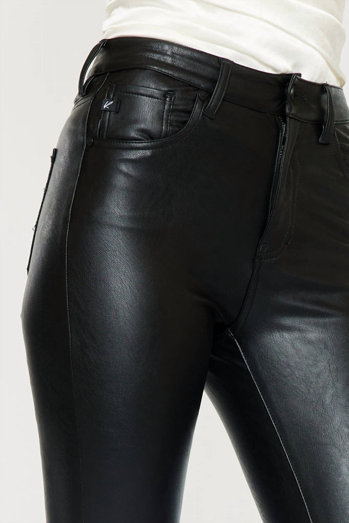 Kancan - Cherry High Rise Faux Leather Super Skinny Jeans