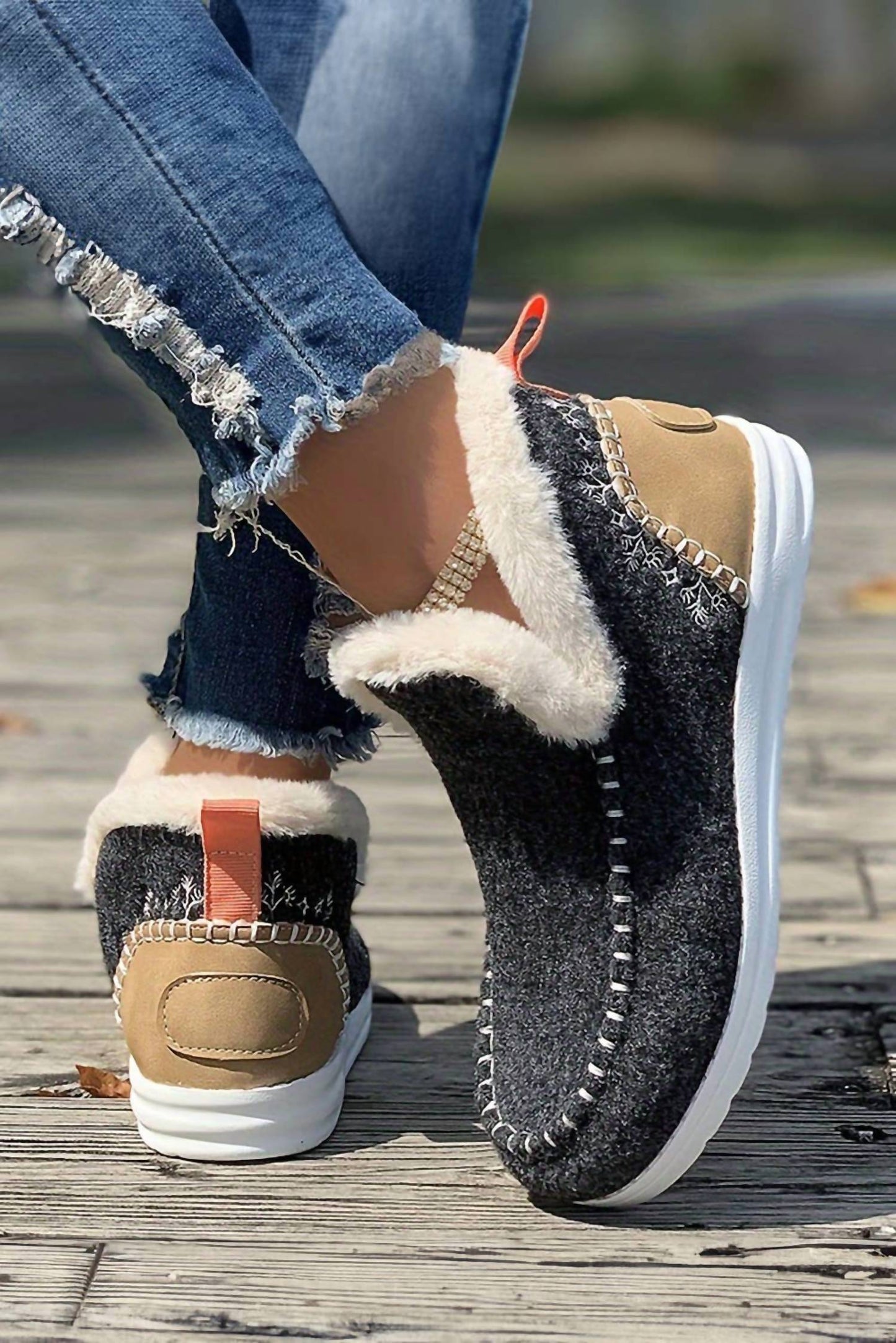 1 The Woman - Women's Plush Lined Shoes Ankle Boot