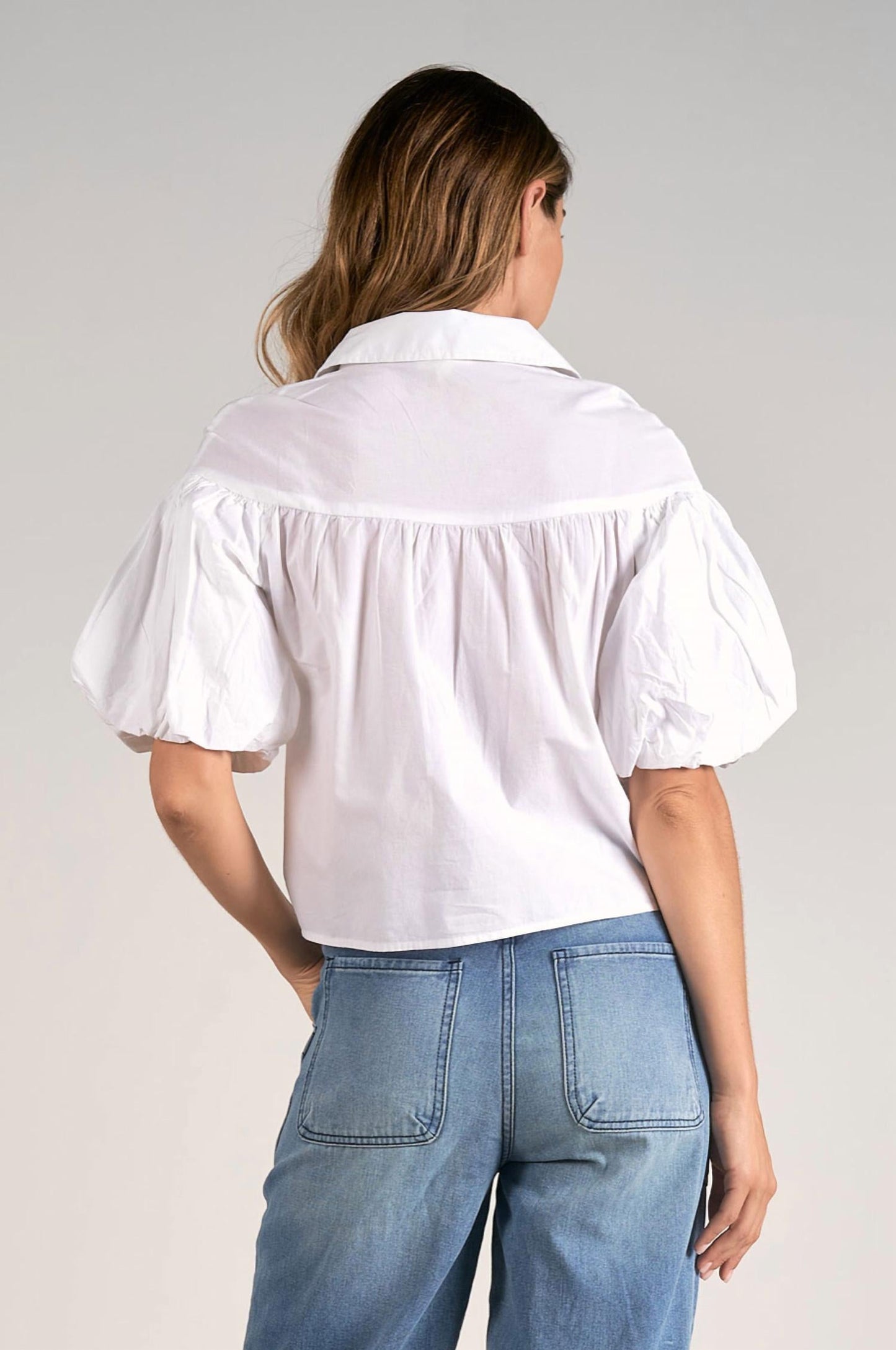 Elan - Bubble Sleeve Button Up