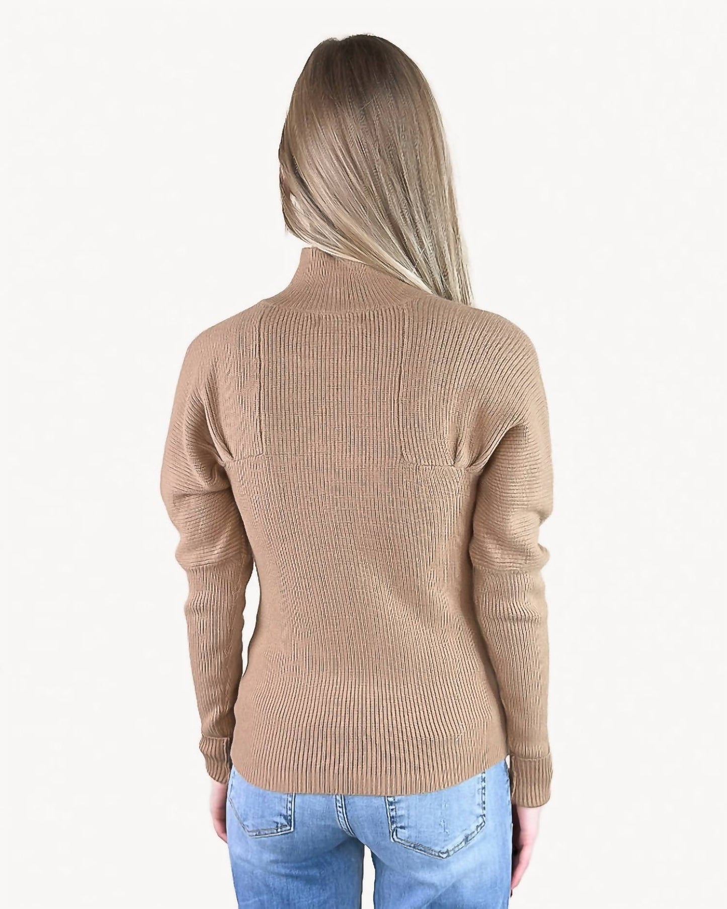 &Merci - Ribbed Mock Neck Sweater