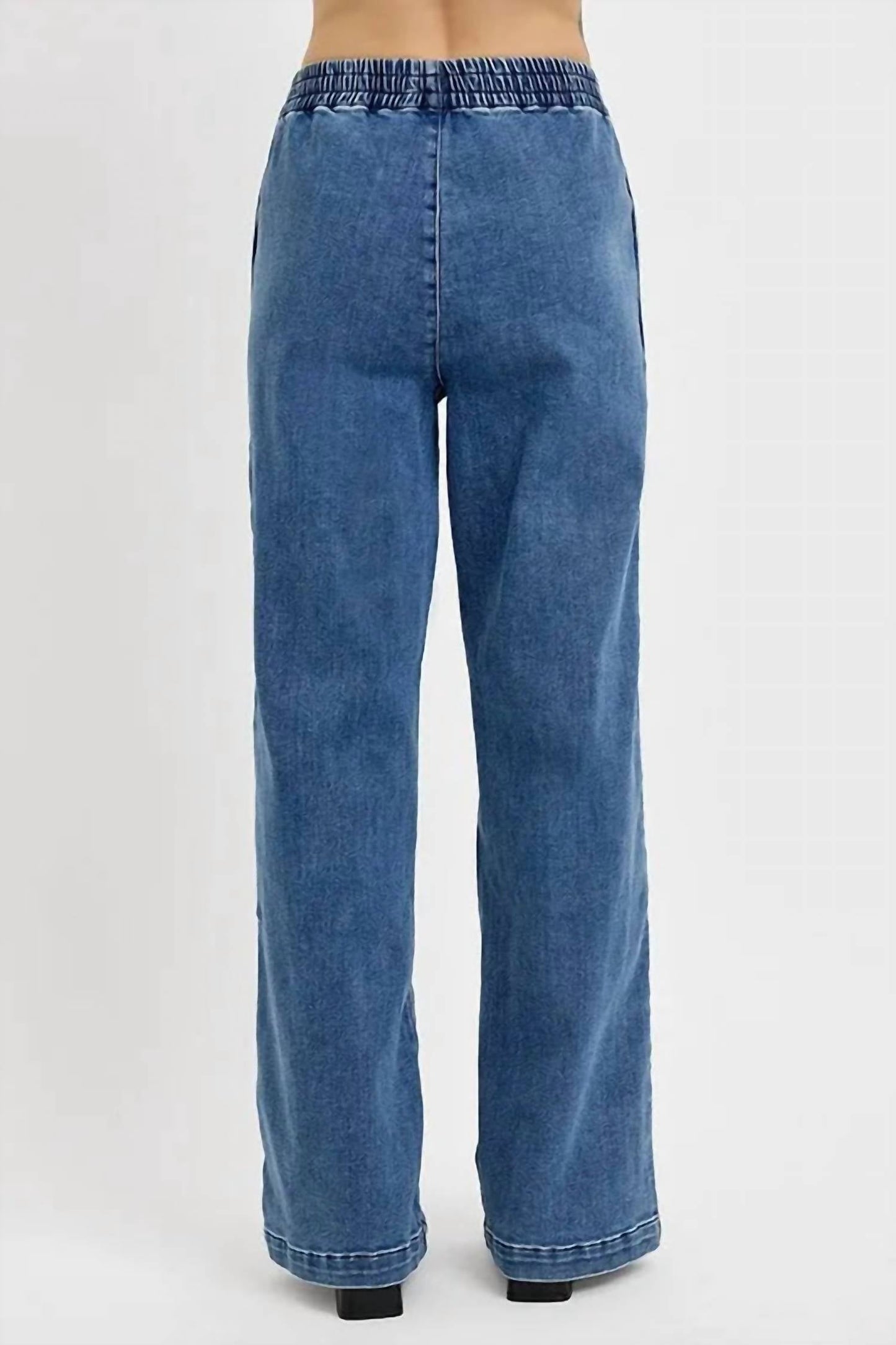 Risen - Full Size Elastic Waist Wide Leg Jeans Plus Size