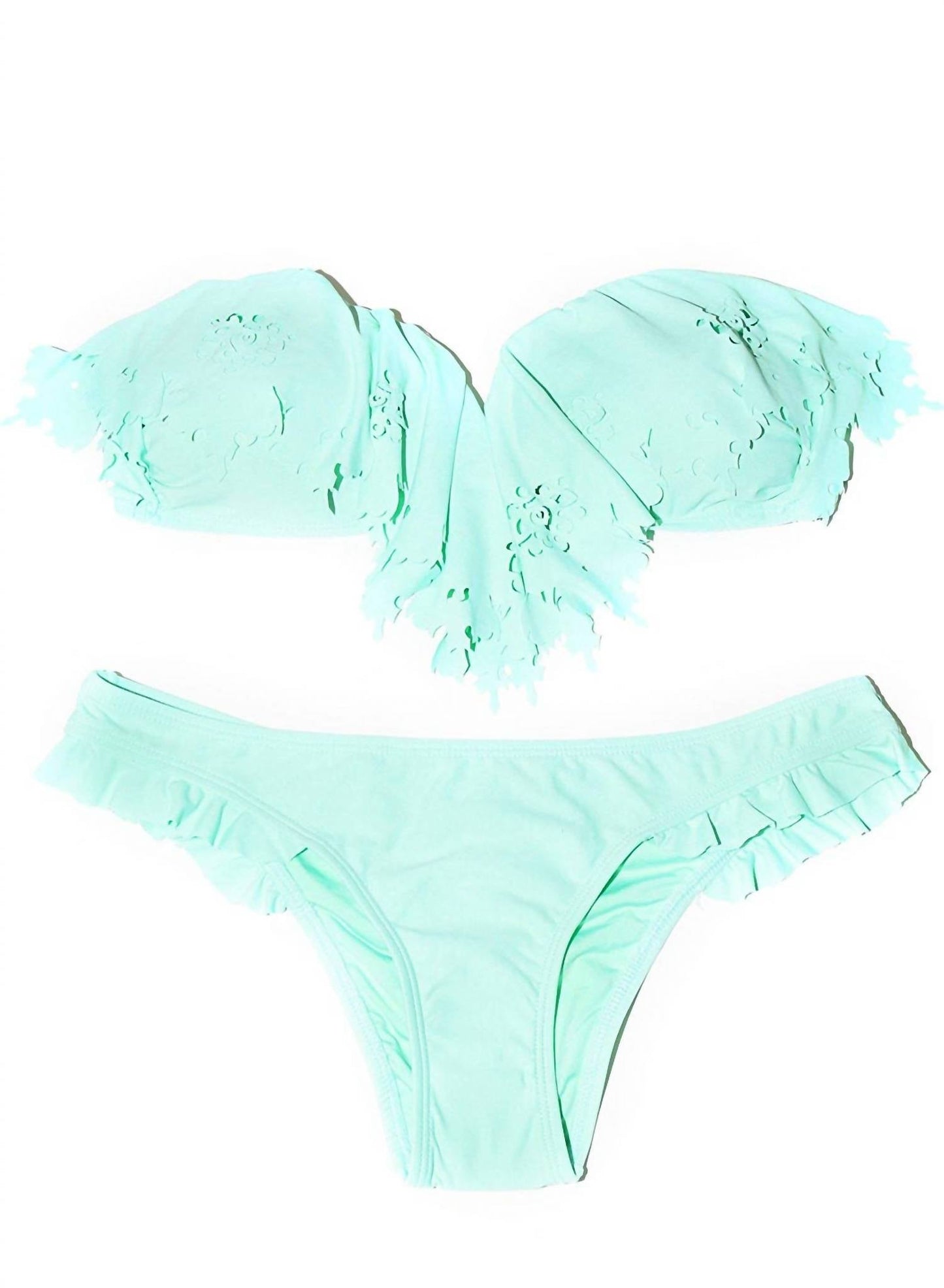 Pq Swim - महिलाओं के लिए कैरिबियन सी रफल फुल कट बिकिनी बॉटम स्विमसूट