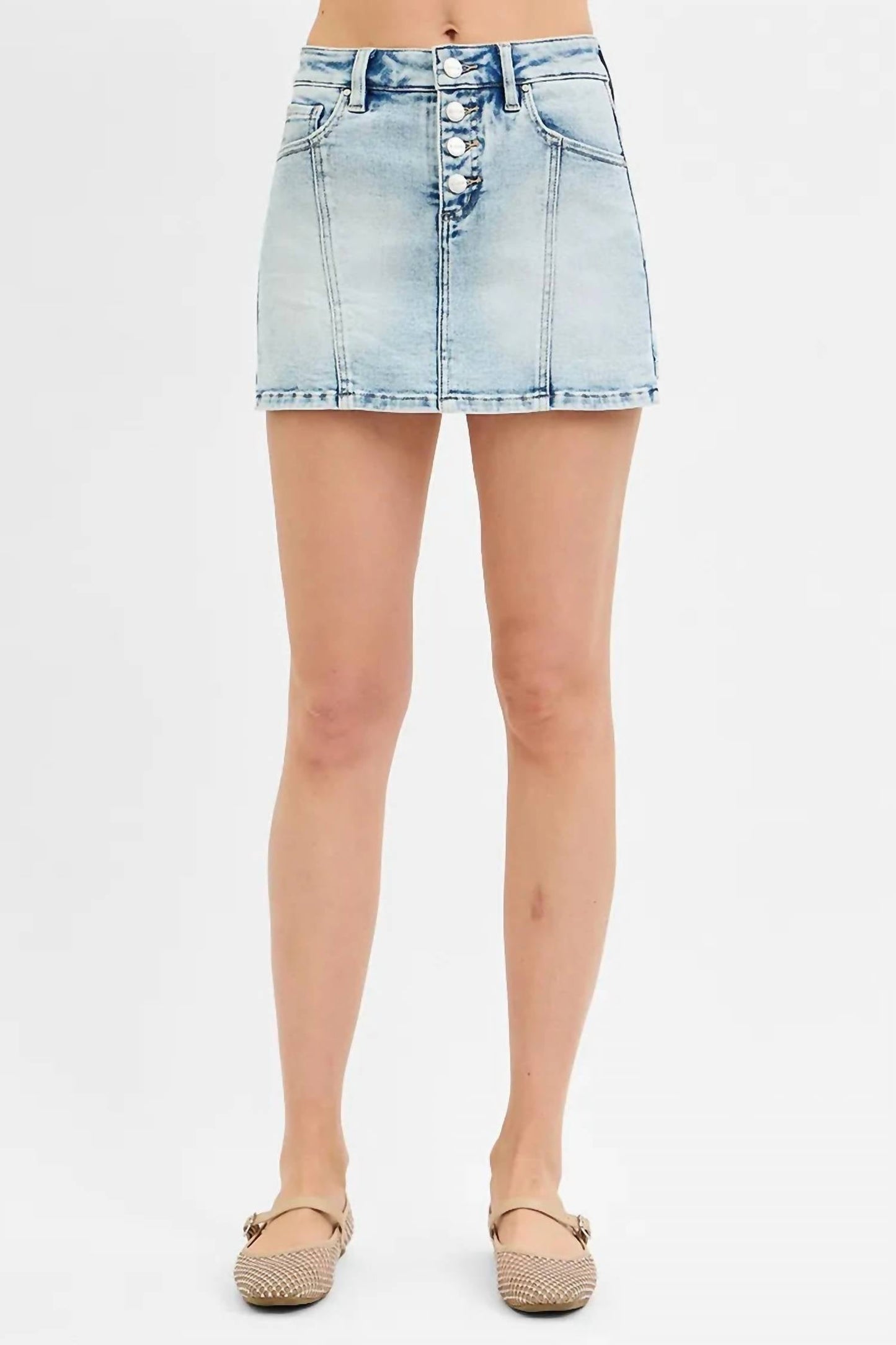 Trendsi - Risen Full Size High Rise Button Down Skorts Plus Size