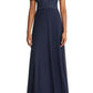 Pisarro Nights Beaded Bodice A-Line Gown - Navy