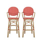 Outdoor Wicker and Aluminum French Barstools, Set of 2