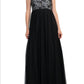 Aidan Mattox - Floral Open Back Embroidered Bodice Ruched Mesh Dress