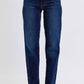 Judy Blue - Selena Mid Rise Straight Leg Jeans With Fray Hem
